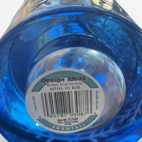 Design Ideas Snowfall voltive candle holders. Thick, heavy glass.,ice blue color - Picture 5 of 5
